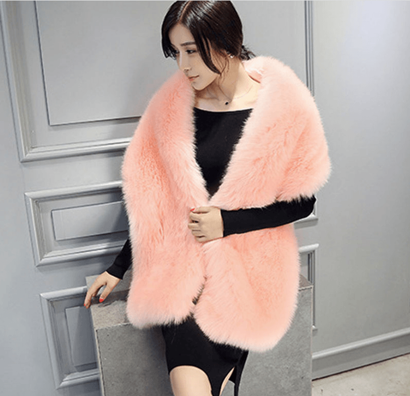 Fashion Lady Faux Fox Fur Collar Scarf Shawl - MRSLM