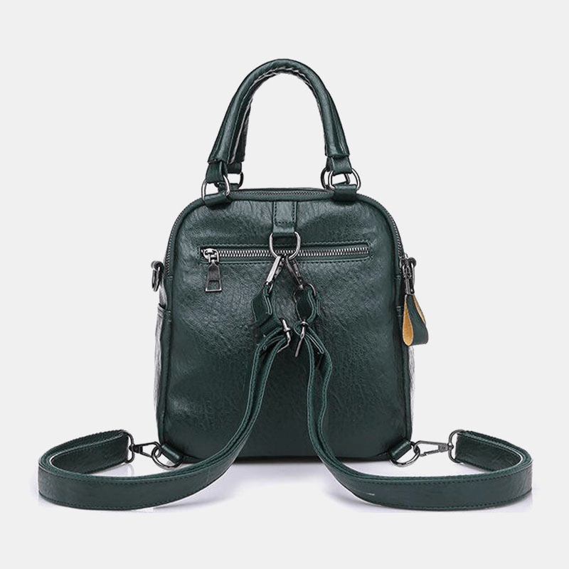 Women PU Leather Multi-Carry Vintage Waterproof Crossbody Bag Shoulder Bag Backpack - MRSLM