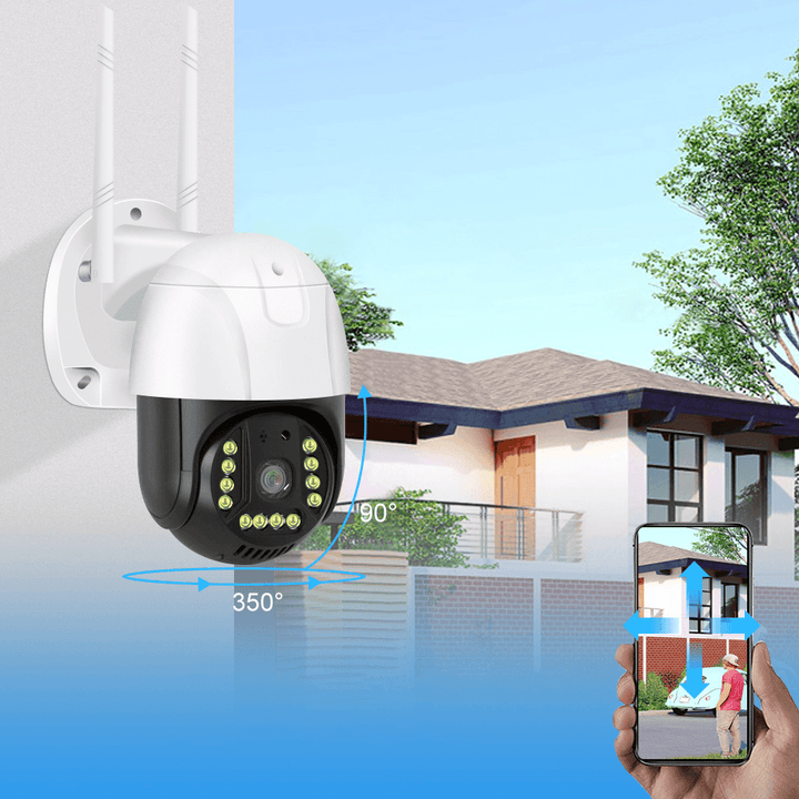 XIAOVV 5MP Security Camera Outdoor 360° View Wifi Home Surveillance Camera with Pan/Tilt 20M Long Range IP66 Weatherproof AI Moving Detection Color Night Vision 2-Way Audio Wireless Camera Work with V380 Pro - MRSLM
