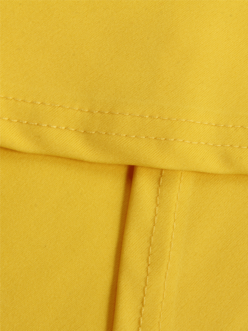 Yellow V-Neck Irregular Hem Crossed Front Design Ruffle Midi Dress - MRSLM