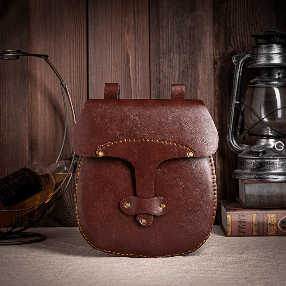 Men PU Leather Large Capacity Vintage Coin Purses Square Bag Waist Bag - MRSLM