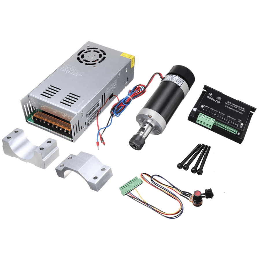 Machifit ER11 Chuck CNC 500W Brushless Spindle Motor with Clamp Power Supply Speed Governor - MRSLM