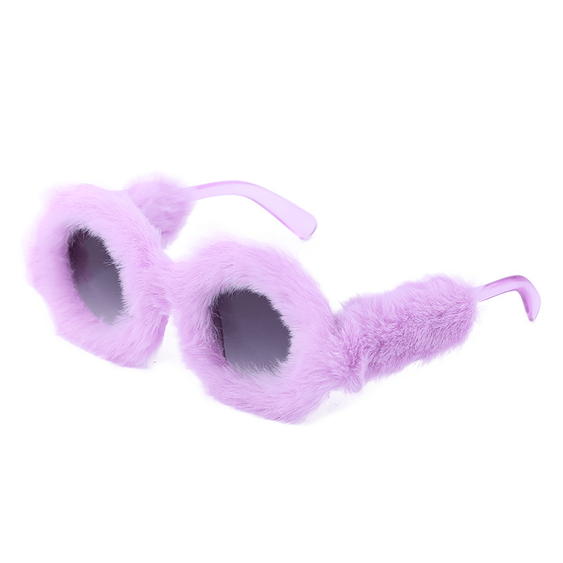 Women'S Fashion round Frame Plush Full Coverage Sunglasses - MRSLM