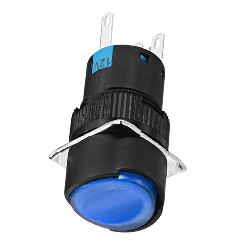 Machifit LAY16-11 DC 12V 16Mm Momentary Switch 6 Pin Push Button Swith Blue - MRSLM