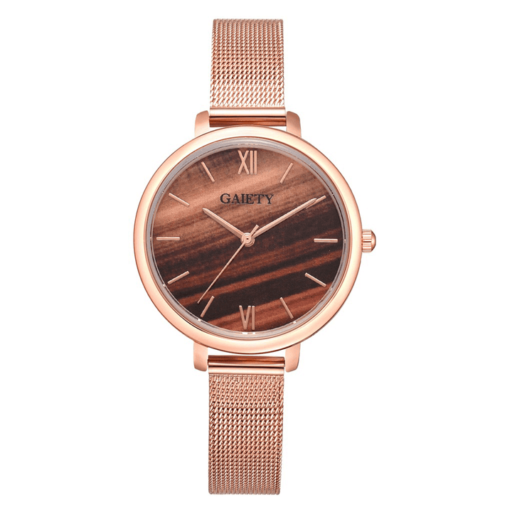 GAIETY G574 Colorful Rose Gold Steel Band Ladies Wrist Watch Ultra Thin Quartz Watch - MRSLM
