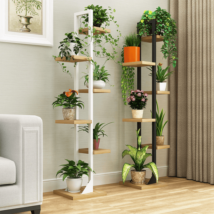 Multilayer Flower Shelf Indoor Flower Pot Rack Solid Wood Living Room Simple Floor Rack - MRSLM