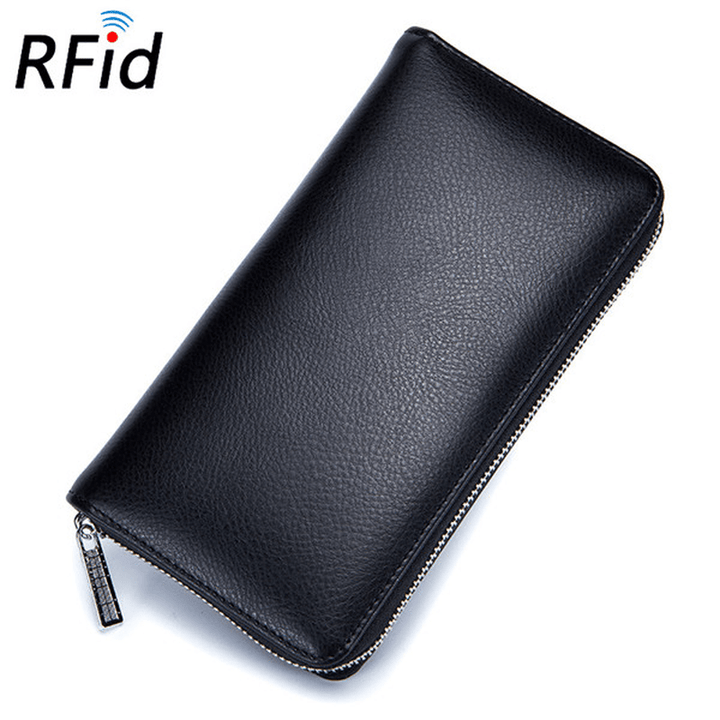 RFID Antimagnetic Genuine Leather 36 Card Slots Card Holder Long Wallet Purse for Women Men - MRSLM
