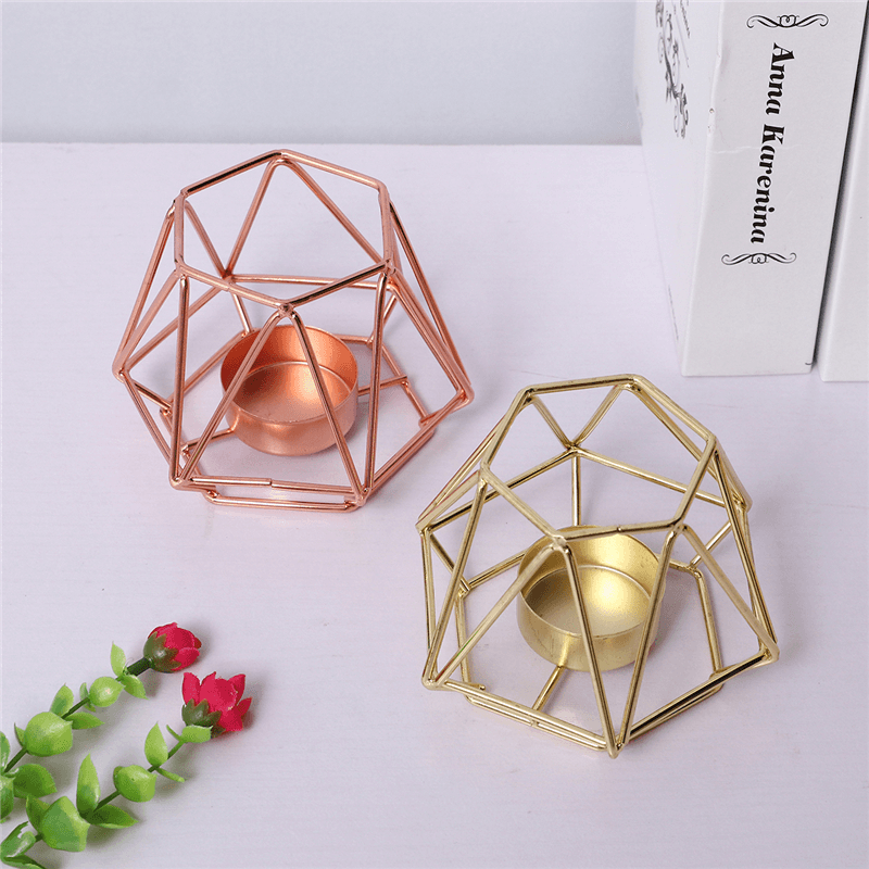 Nordic Light Candle Holder Golden Wrought Iron Candlestick Candle Cup Decoration - MRSLM