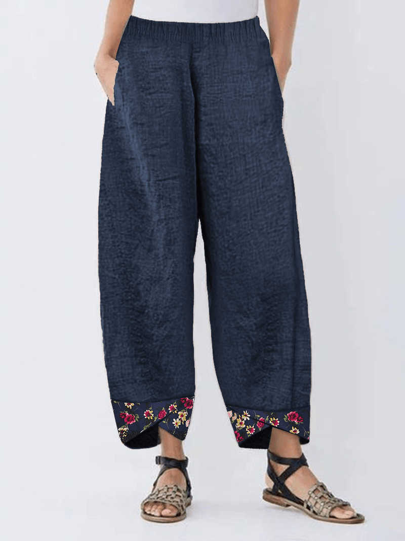 Irregular Floral Print Patchwork Pants for Women - MRSLM