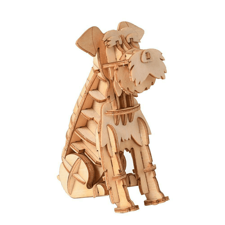3D Wooden Puzzle Assembly Model DIY Animal Cat Wood Craft Kids Educational Toys Gift - MRSLM