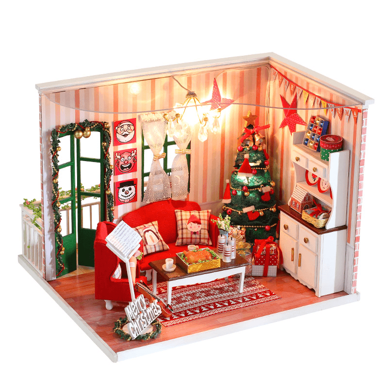 Iiecreate CF-04 DIY Assembled Doll House Christmas Gift Toy with LED Light - MRSLM