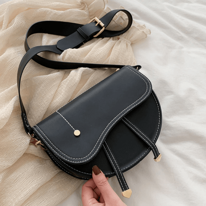 Women Irregular Shape Solid Casualc Saddle Bag Shoulder Bag - MRSLM