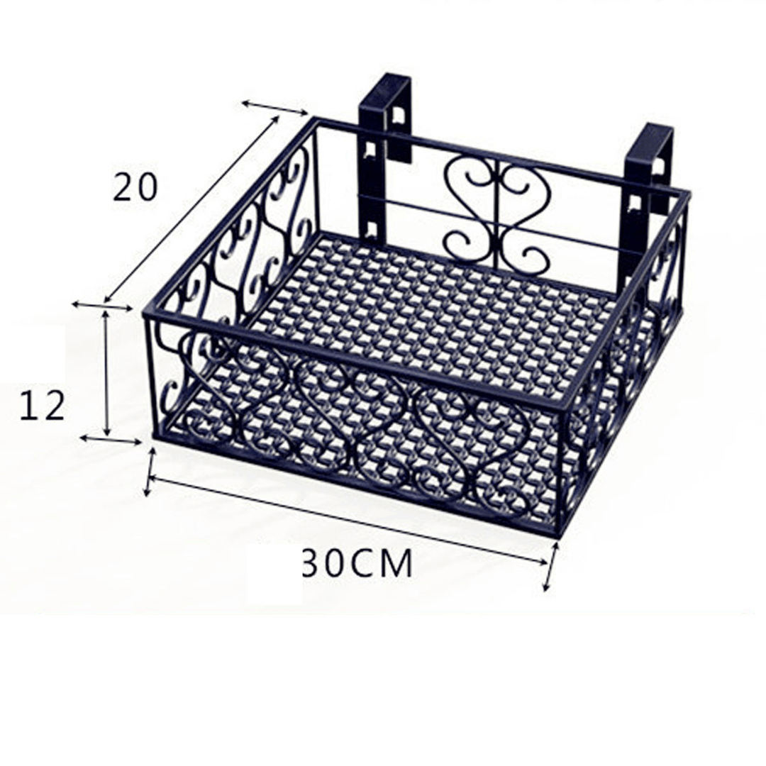 Flower Pot Stand Rack-Mounted Balcony Wrought Iron Hanging for Home - MRSLM