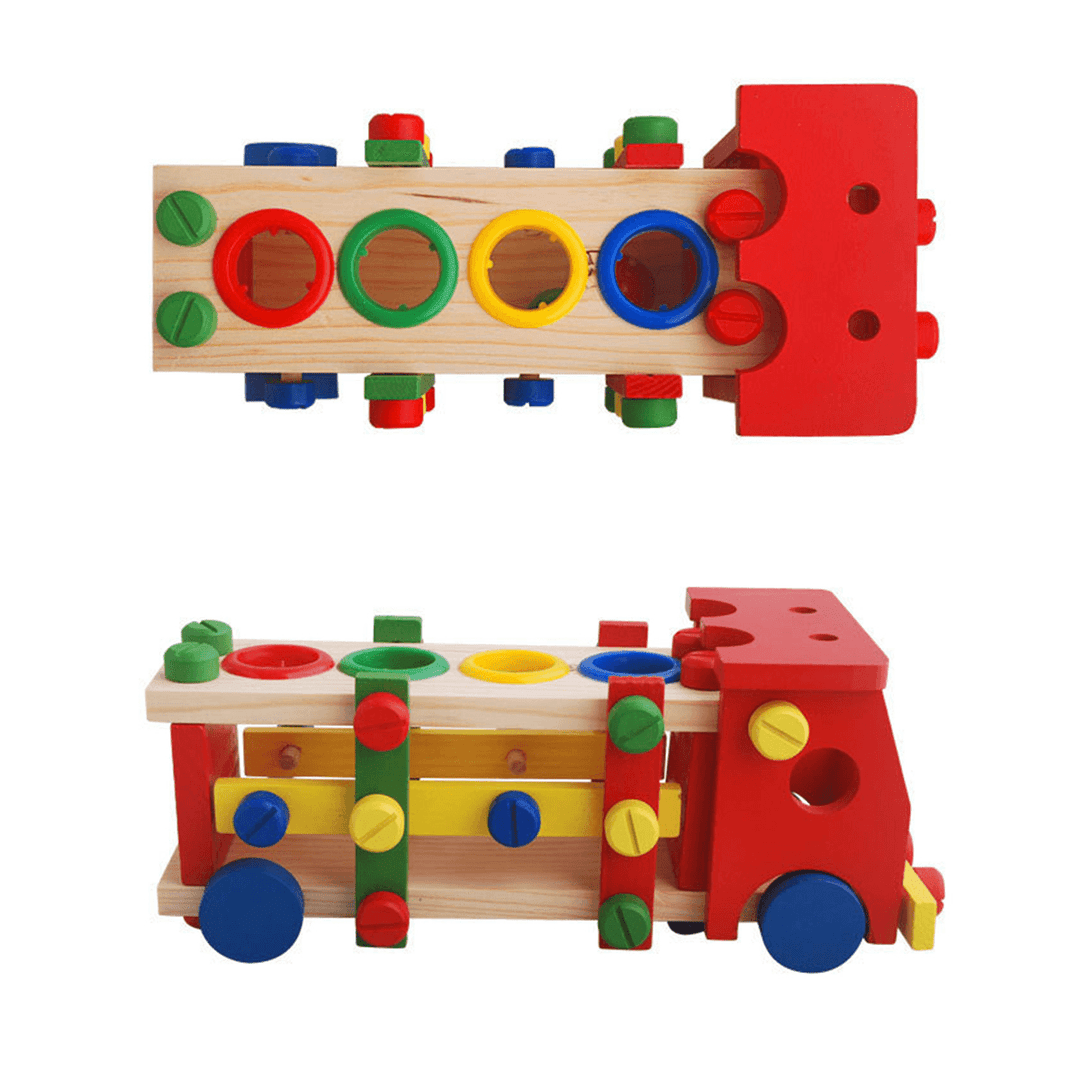 DIY Educational Toys Kids Exercise Practical Wooden IQ Game Car Assemble Building Gift Training Brain Toys - MRSLM