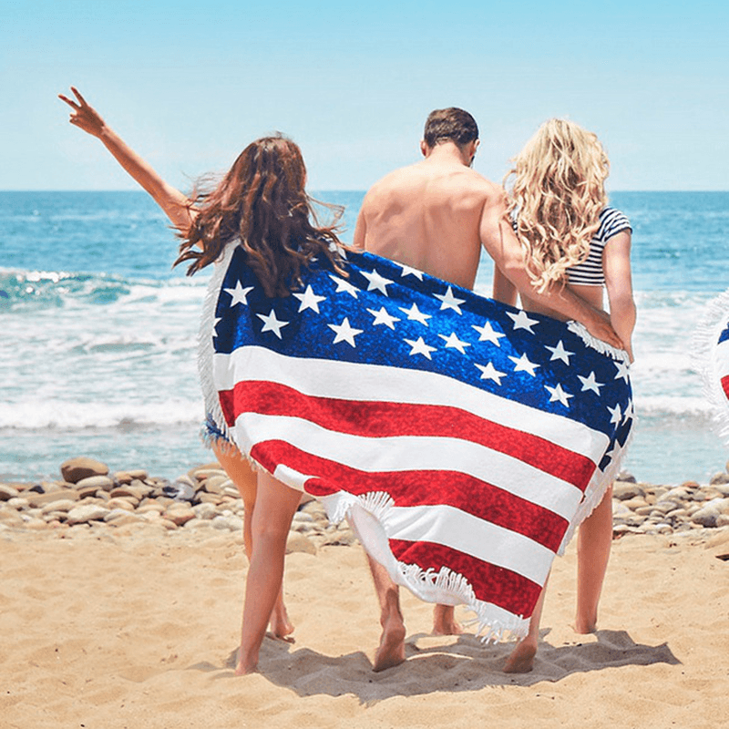 Honana WX-93 Bohemian Tapestry the American Flag Beach Towels Yoga Mat Camping Mattress Bikini Cover - MRSLM