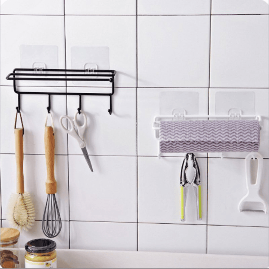 Self-Adhesive Wall Hanging Storage Rack Hook Shelf Home Kitchen Organizer Holder - MRSLM
