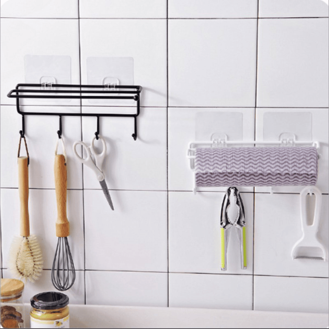 Self-Adhesive Wall Hanging Storage Rack Hook Shelf Home Kitchen Organizer Holder - MRSLM