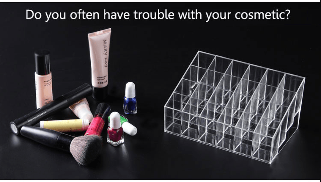 24 Lipstick Holder Display Stand Clear Acrylic Makeup Organizer Sundry Transparent Storge Boxes - MRSLM