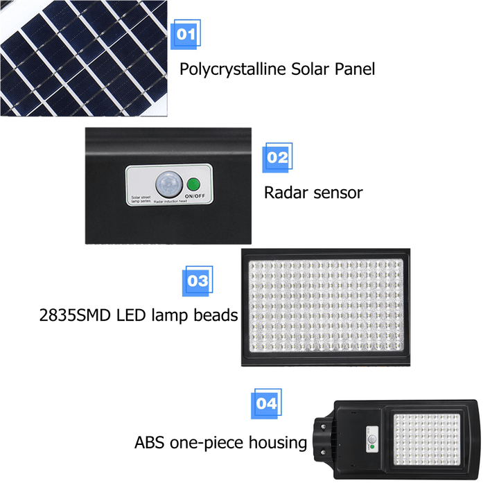 23*47CM Waterproof 80 LED Solar Street Light 120 Degree with Remote Control - MRSLM