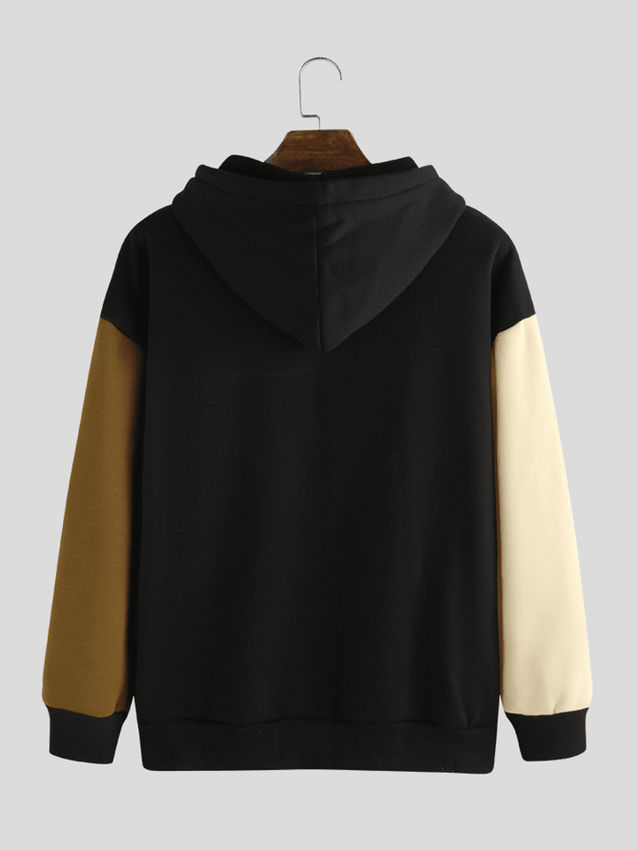 Mens Loose New Fashion Casual Color Matching Stitching Sweatshirt - MRSLM