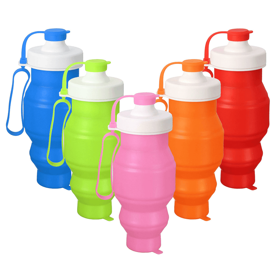 530ML Foldable Water Bottle Silicone Kettle Portable Drinking Bottle Outdoor Travel Running Hiking Cycling - MRSLM