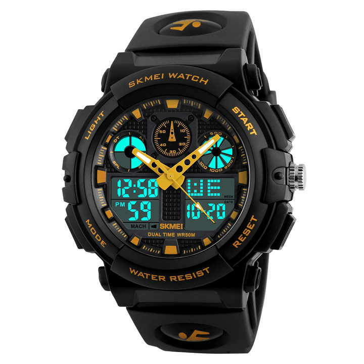 SKMEI 1207 Men Sport Chorongraph 50M Waterproof Luminous Dual Display Digital Watch - MRSLM
