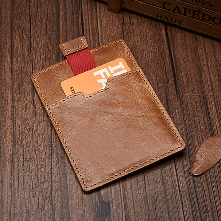 RFID Blocking anti Theft Men Genuine Leather Card Holder Retro Casual Document Wallet - MRSLM
