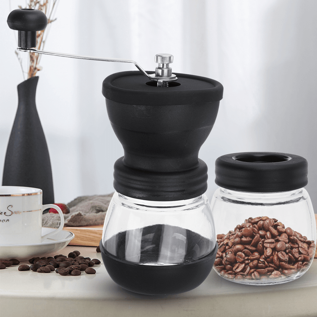 Coffee Mill Grinder Nut Stainless Steel Handle 2 Jars with Lid - MRSLM