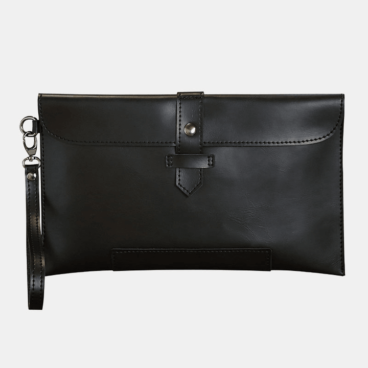 Men Faux Leather Retro Business 6.7 Inch Phone Bag Envelope Bag Clutch Bag - MRSLM