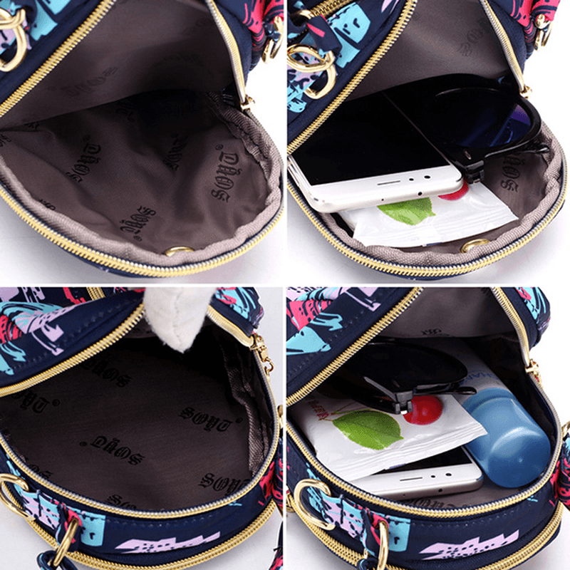 Women Print Nylon Casual Crossbody Bag Lightweight Shoulder Bag Handbag - MRSLM
