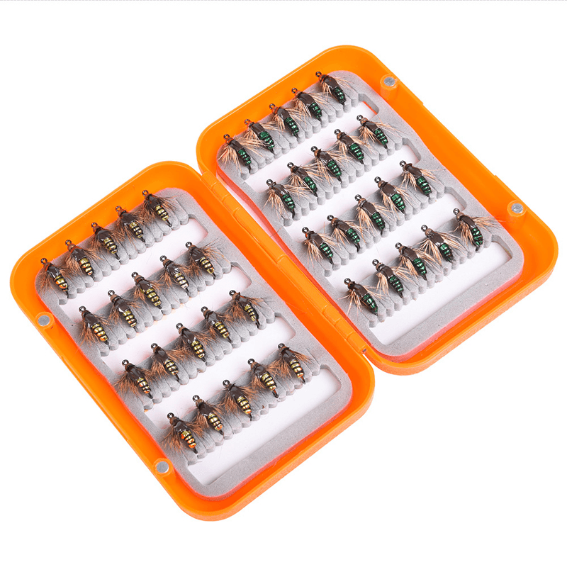 LEO 40Pcs/Lot Fly Fishing Lure Set Artificial Bait for Pesca Fish Fishing Hooks Tackle with Box - MRSLM