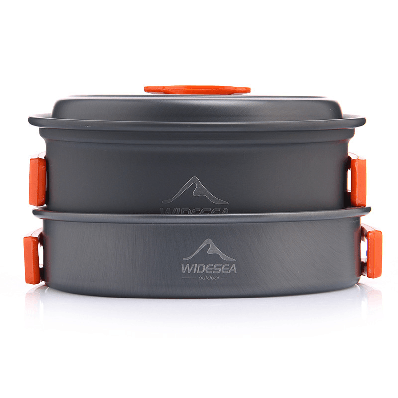 Widesea 1-2 People Camping Tableware Non-Stick Pan Folding Pot Bowl Cleaning Tools Outdoor Picnic BBQ Cooking - MRSLM