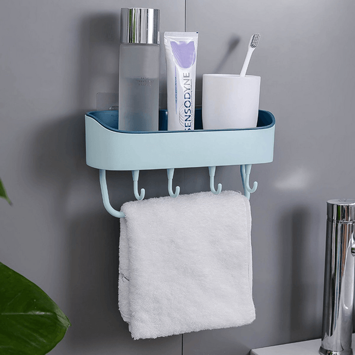 Self-Adhesive Wall Hanging Storage Rack Shelf Hook Home Kitchen Holder Organizer Towel Holder - MRSLM