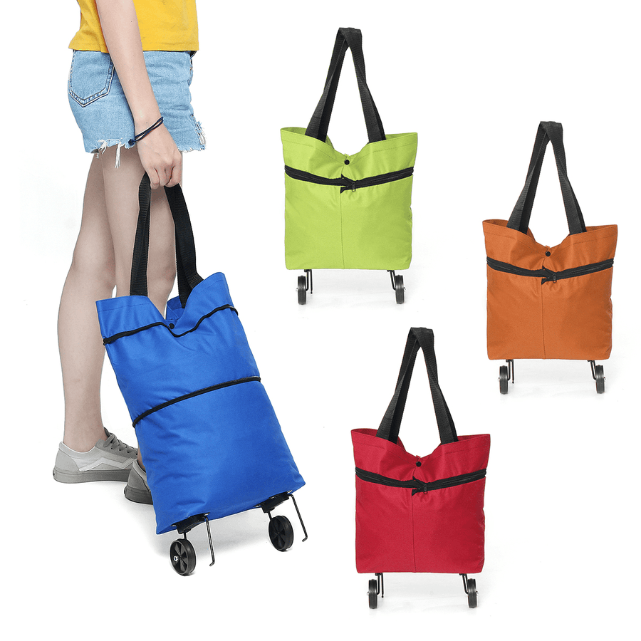 25L Portable Folding Shopping Trolley Cart Storage Bag Wheel Luggage Basket Outdoor Travel - MRSLM