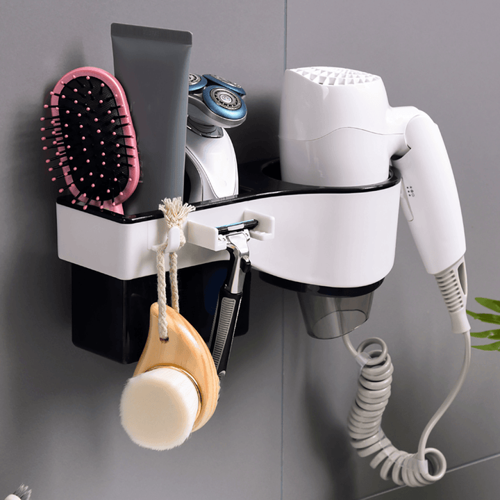 Hair Dryer Stand Holder Rack Shelf Wall Mounted Sticker Bath Storage - MRSLM