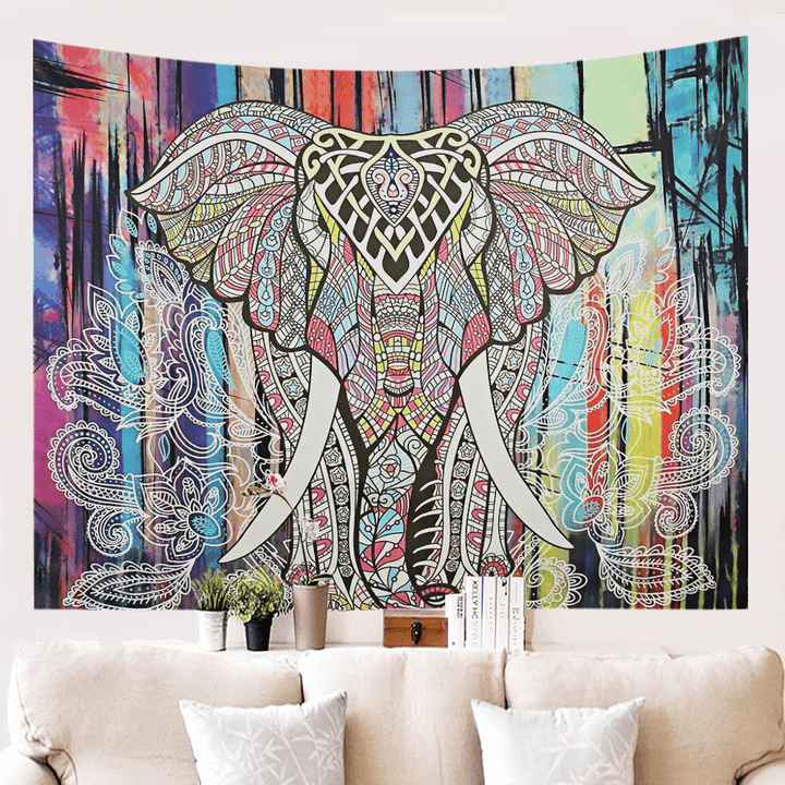 Mandala Tapestry Elephant Psychedelic Tapestry Animal Wall Hanging Bohemia Wall Tapestry Galaxy for Home Decor Hippie Blanket - MRSLM
