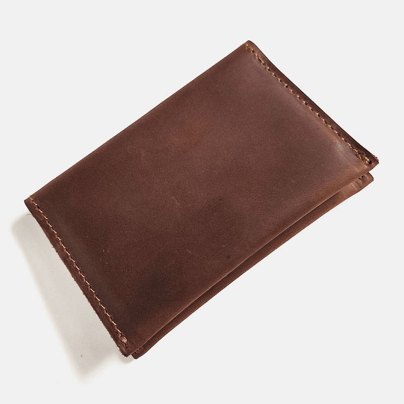 Men Retro Genuine Leather Bifold Thin Card Case Money Clip Wallets - MRSLM