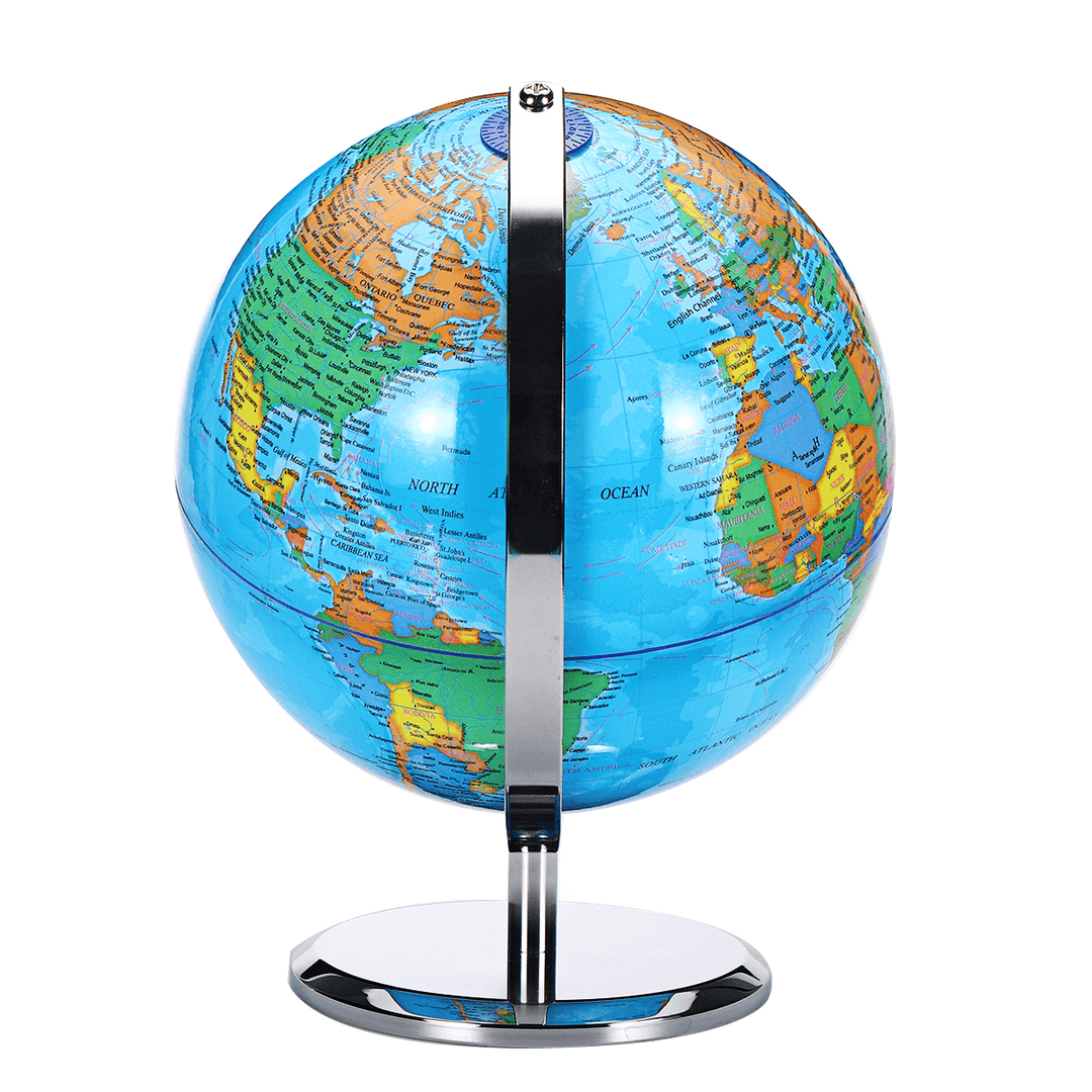 8Inch Stand Rotating World Globe Map Kids Toy School Student Educational Gift - MRSLM
