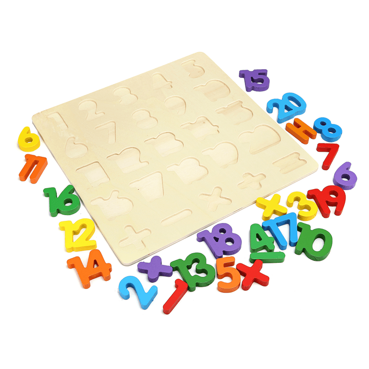 1 Set Wooden Puzzle Hand Grab Board Toy Alphabet Letters Numbers Toddler Kids Early Learning Toys Gift - MRSLM