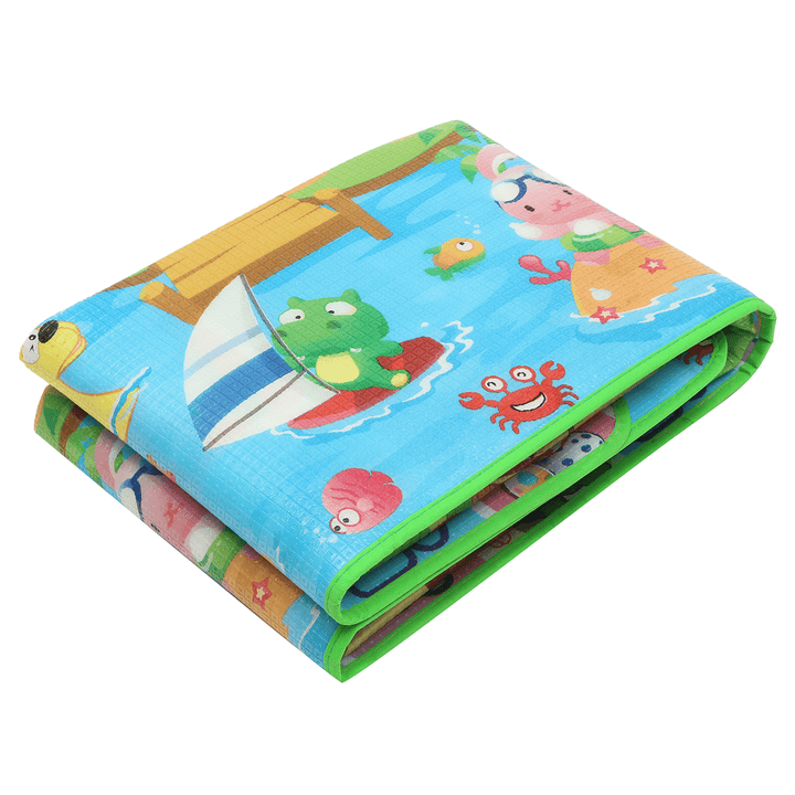2X1.8M Kids Waterproof Foldable Play Mat Rug Cushion Crawling Mat Outdoor/Indoor Game Animal Kingdom Pattern Carpet - MRSLM