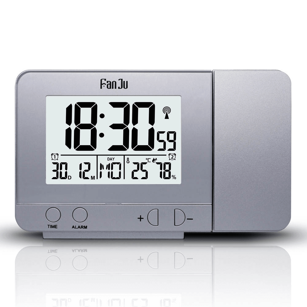 Fanju FJ3531 Projection Alarm Clock USB Charger Snooze Double Alarm Backlight Desk Clock - MRSLM