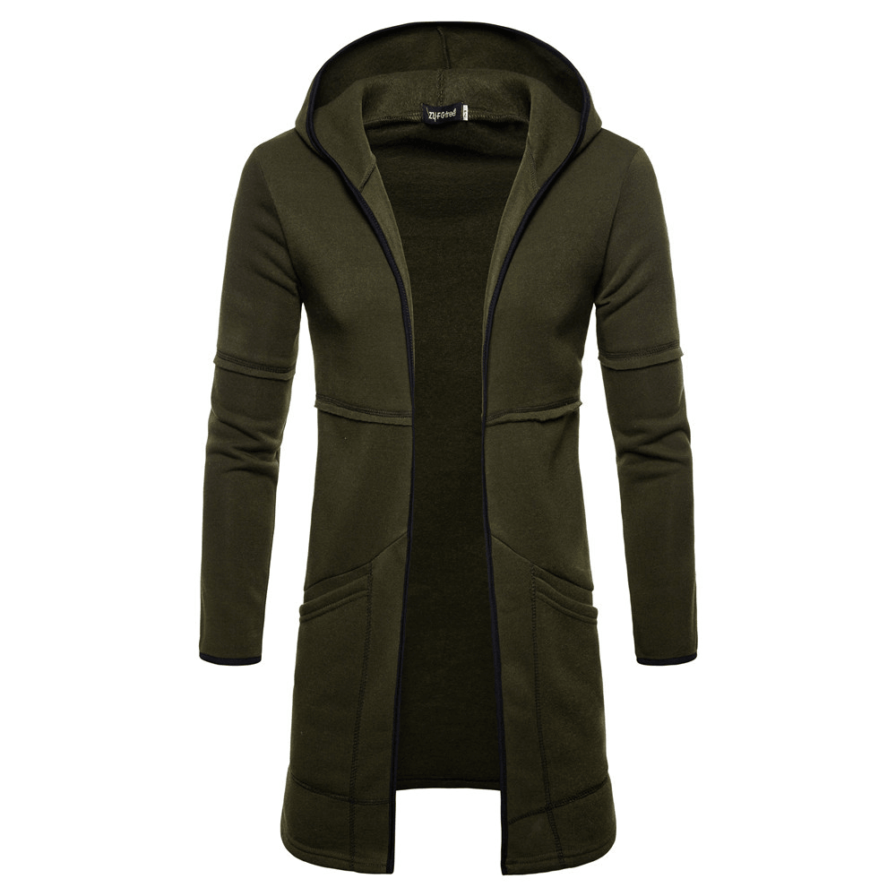 Men'S High Street Mid-Length Large Pocket Hooded Cardigan - MRSLM