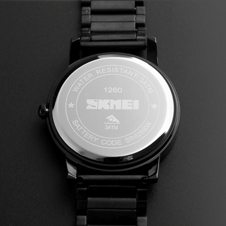 SKMEI 1260 Luminous Display Fashion Men Week Month Display Waterproof Stainless Steel Strap Quartz Watch - MRSLM
