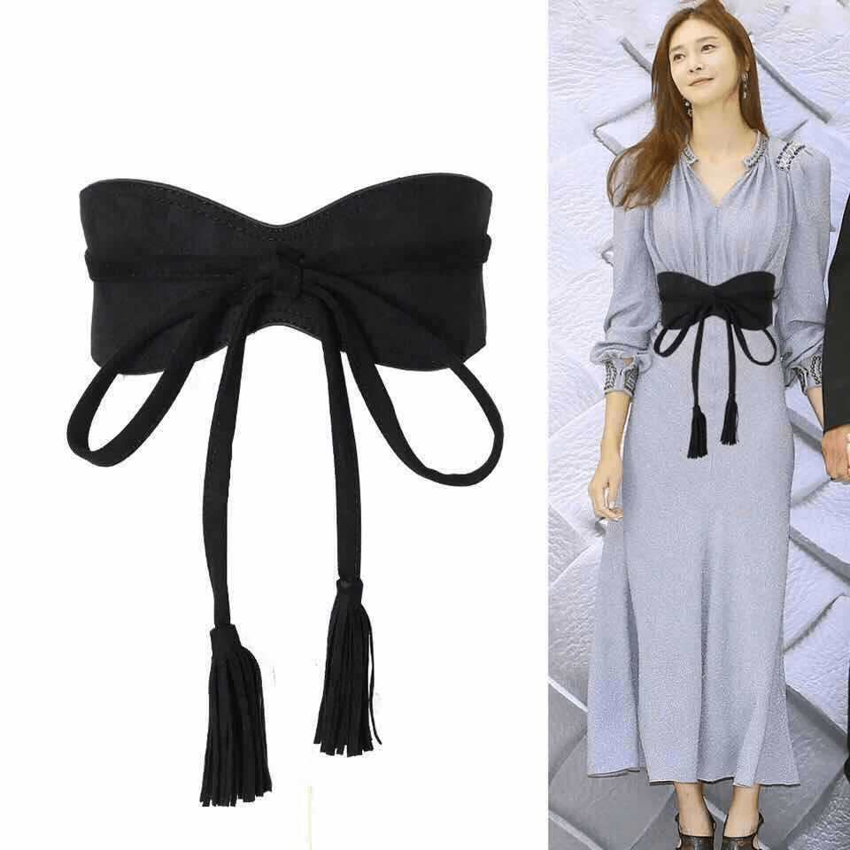 Girdle Tassels Bandage Fashion Waistband Slimming All-Match Decorative Belt Dress Wide Belt - MRSLM