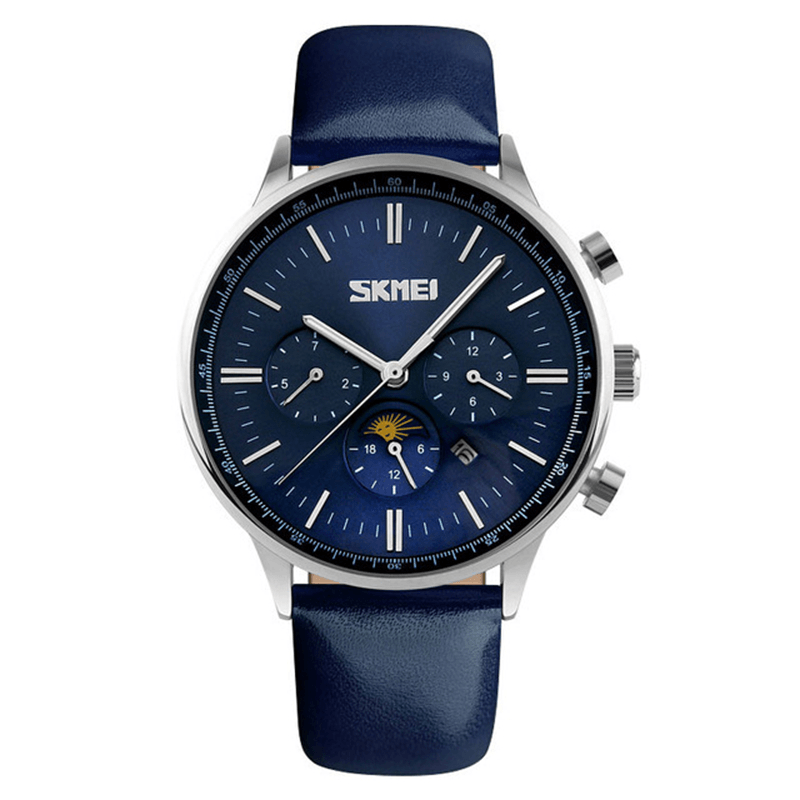 SKMEI 9117 Business Style Waterproof Men Wrist Watch Leather Strap Quartz Watches - MRSLM
