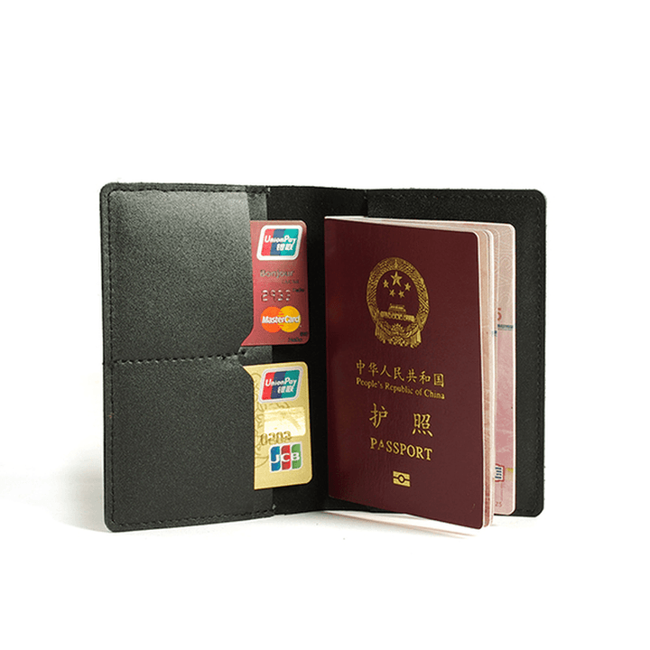 Men Genuine Leather Passport Holder Wallet Card Holder - MRSLM