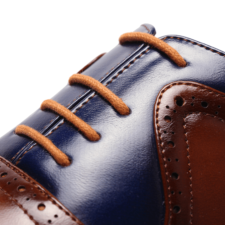 Men Brogue Carved Spicing Leather Pointed Toe Business Oxfords - MRSLM