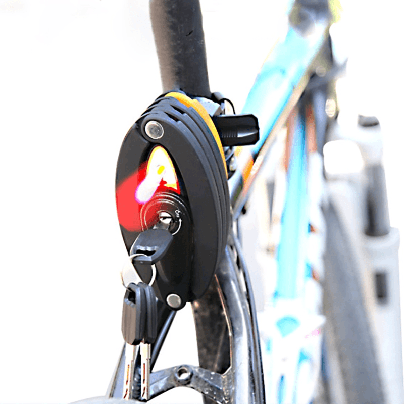 XANES TLL02 Taillight Type Folding Bike Lock Rubber Surface Anti-Theft Joint Lock for MTB - MRSLM