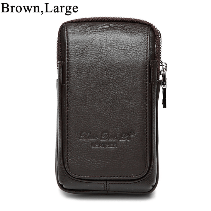 Genuine Leather Multi-Function Fanny Waist Bag Belt Bum Pouch Phone Bag Coin Purse for Men - MRSLM