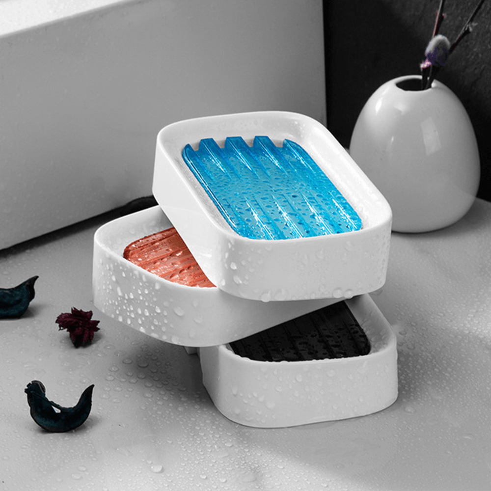 Double-Layer Soap Holder Plastic Shower Soap Dish Non-Slip Draining Tool Drainage Household Soap Box for Bathroom Accessories - MRSLM